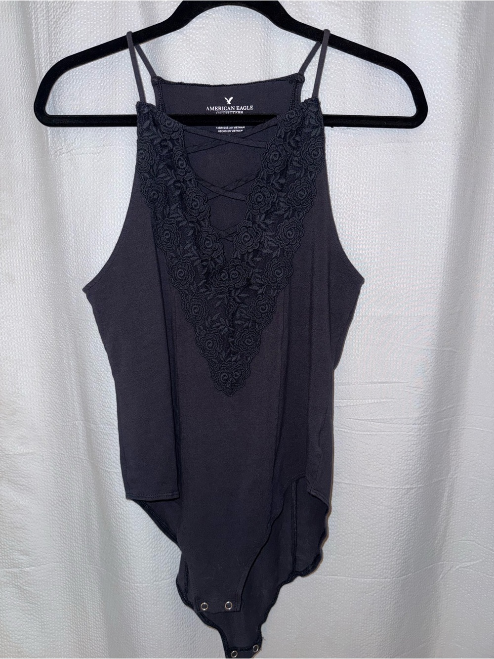 AE Lace-Trim Cross Bodysuit